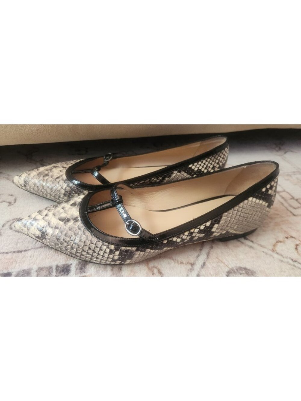 M. Gemi Women's Sz. 38.5 Python Leather Pointed Toe Flats